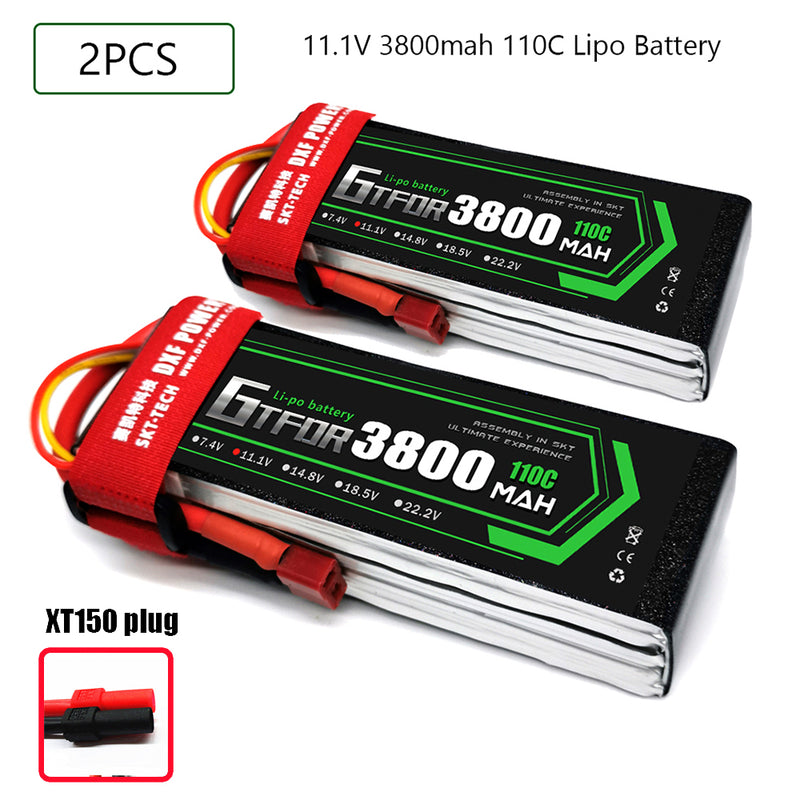 (CN)GTFDR 3S Lipo Battery 11.1V 110C  3800mAh Soft Case Battery with EC5 XT90 Connector for Car Truck Tank RC Buggy Truggy Racing Hobby