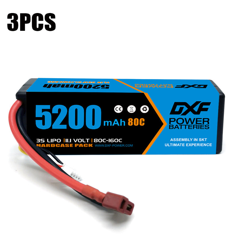 (ES)DXF Lipo Battery 3S 11.1V 5200MAH 80C Blue Series lipo Hardcase with Deans Plug for Rc 1/8 1/10 Buggy Truck Car Off-Road Drone