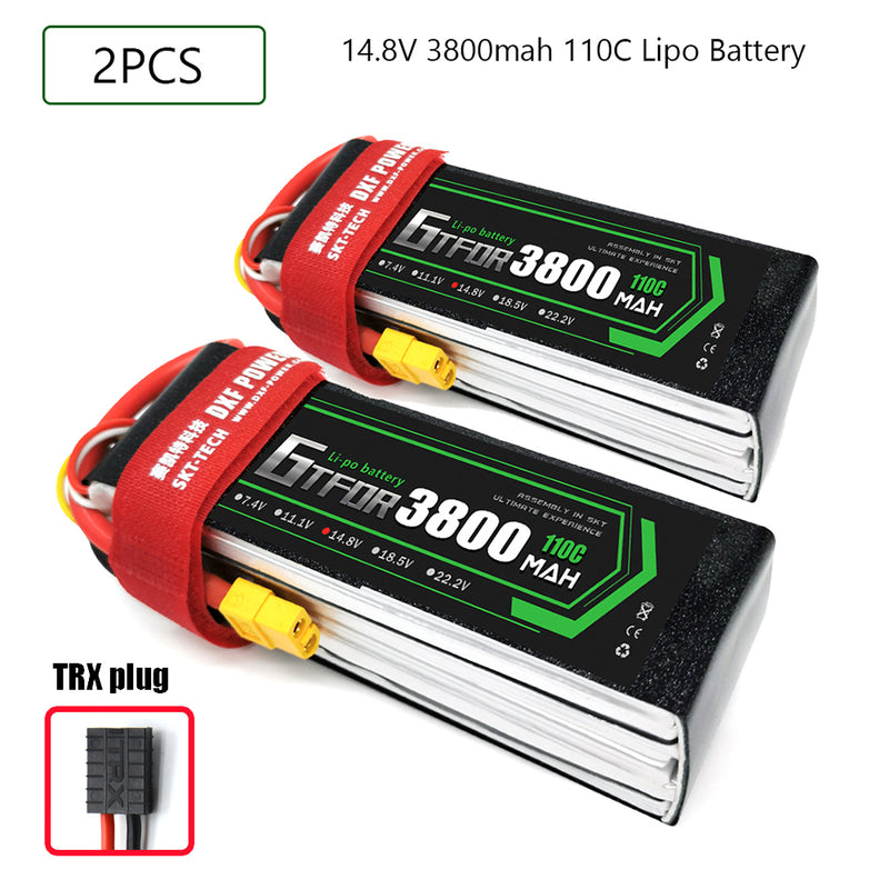 (CN)GTFDR 4S Lipo Battery 14.8V 110C 3800mAh Soft Case Battery with EC5 XT90 Connector for Car Truck Tank RC Buggy Truggy Racing Hobby