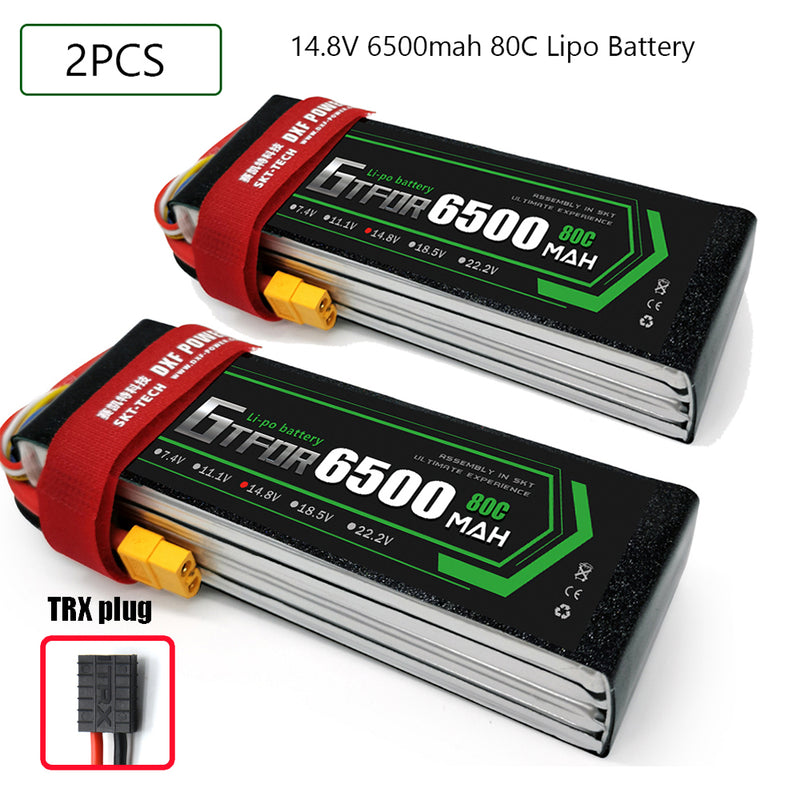 (CN)GTFDR  4S Lipo Battery 14.8V 80C 6500mAh Soft Case Battery with EC5 XT90 Connector for Car Truck Tank RC Buggy Truggy Racing Hobby