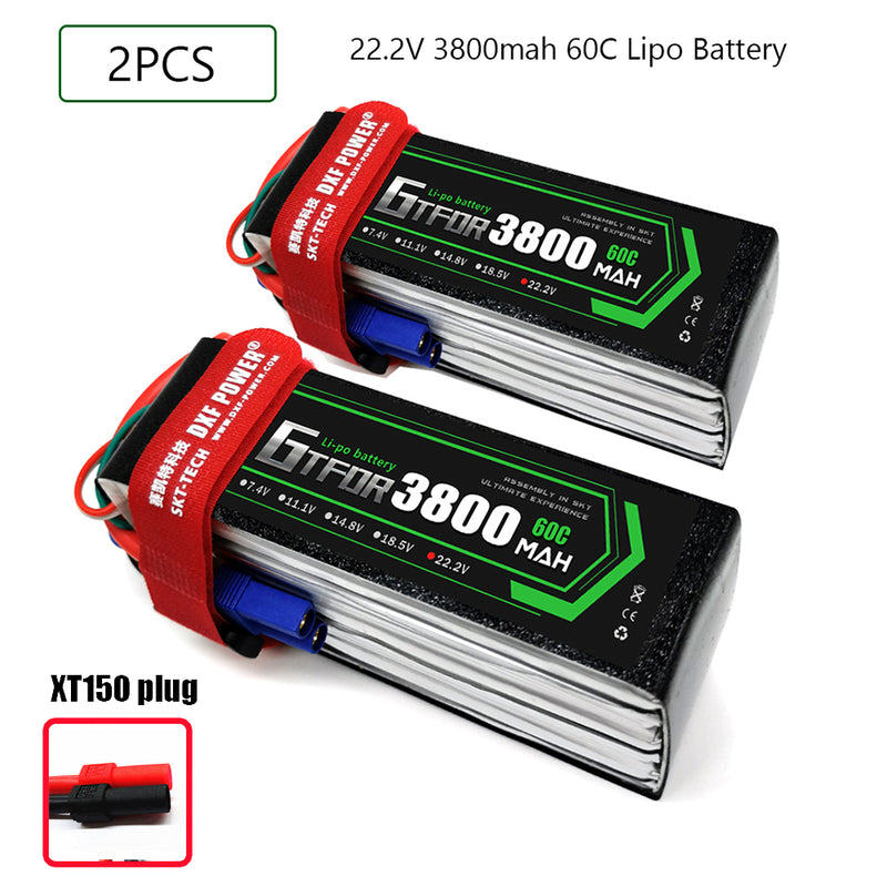 (CN)GTFDR 6S Lipo Battery 22.2V 60C 3800mAh Soft Case Battery with EC5 XT90 Connector for Car Truck Tank RC Buggy Truggy Racing Hobby