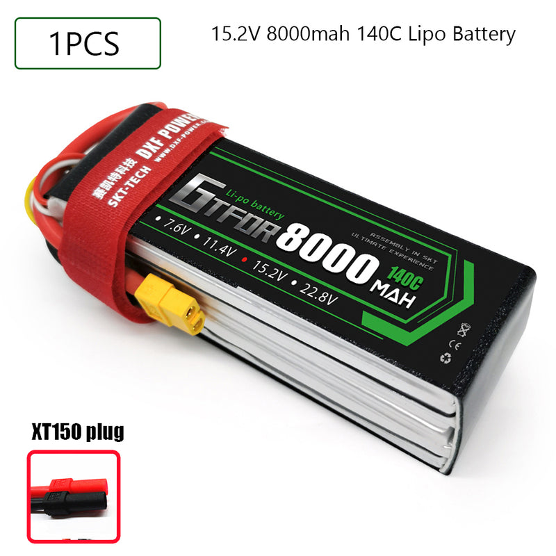 (CN)GTFDR 4S Lipo Battery 15.2V 140C 8000mAh Soft Case Battery with EC5 XT90 Connector for Car Truck Tank RC Buggy Truggy Racing Hobby