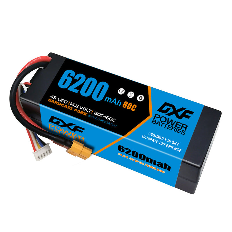 (ES)DXF Lipo Battery 4S 14.8V 6200MAH 80C  lipo Hardcase  XT90 Plug for Rc 1/8 1/10 Buggy Truck Car Off-Road Drone