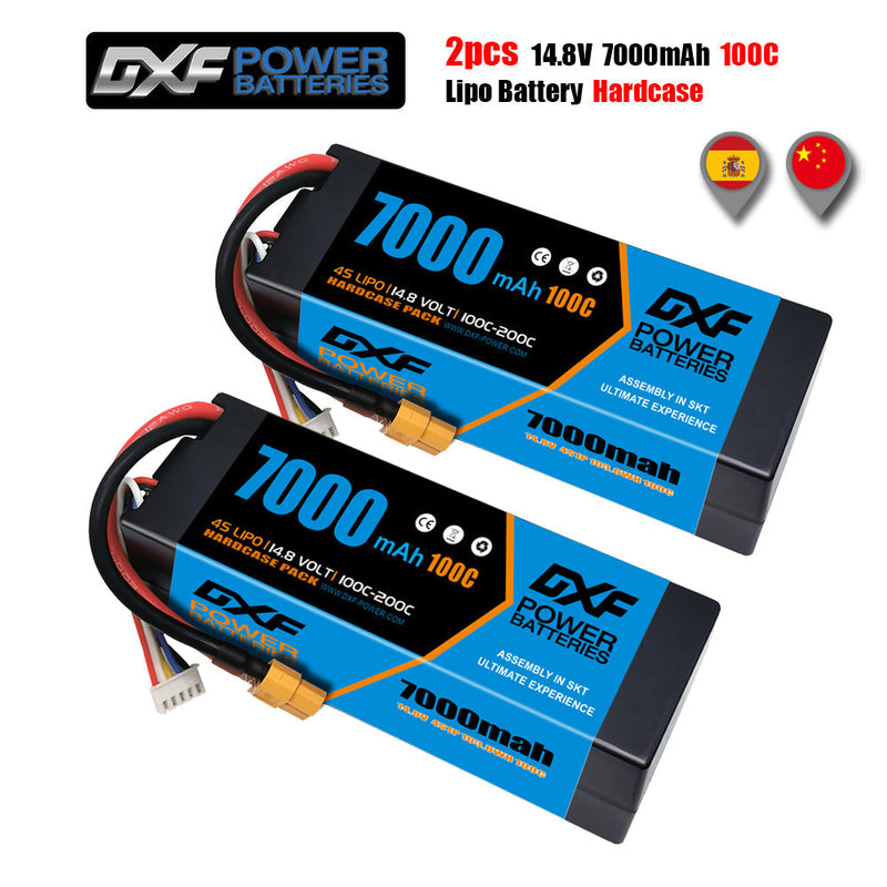 (PL)DXF Lipo-Akku 4S 14,8 V 7000 mAh 100 C/200 C HardCase Lipo-Akku für RC HPI HSP 1/8 1/10 Buggy RC Car Truck 