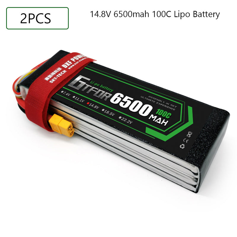 (CN)GTFDR 4S Lipo Battery 14.8V 100C 6500mAh Soft Case Battery with EC5 XT90 Connector for Car Truck Tank RC Buggy Truggy Racing Hobby