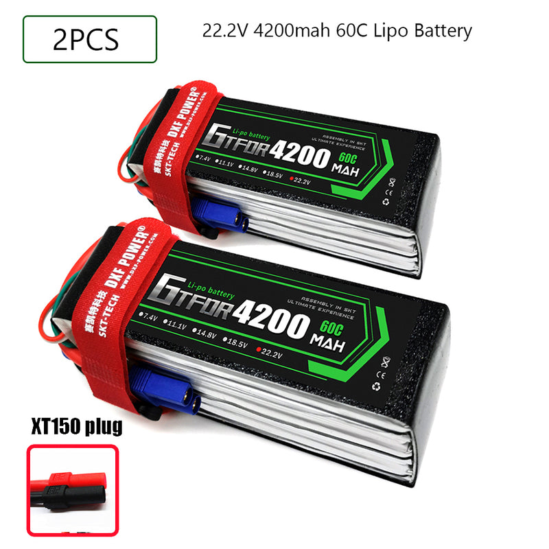 (CN)GTFDR 6S Lipo Battery 22.2V 60C 4200mAh Soft Case Battery with EC5 XT90 Connector for Car Truck Tank RC Buggy Truggy Racing Hobby