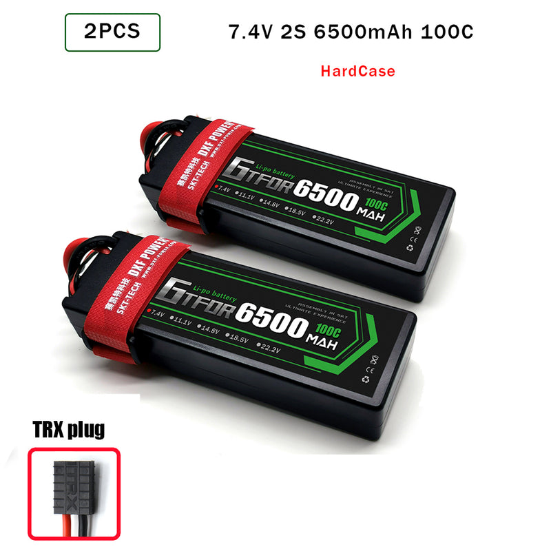 (CN)GTFDR 2S Lipo Battery 6500mAh 7.4V 100C Hardcase EC5 Plug for RC Buggy Truggy 1/10 Scale Racing Helicopters RC Car Boats