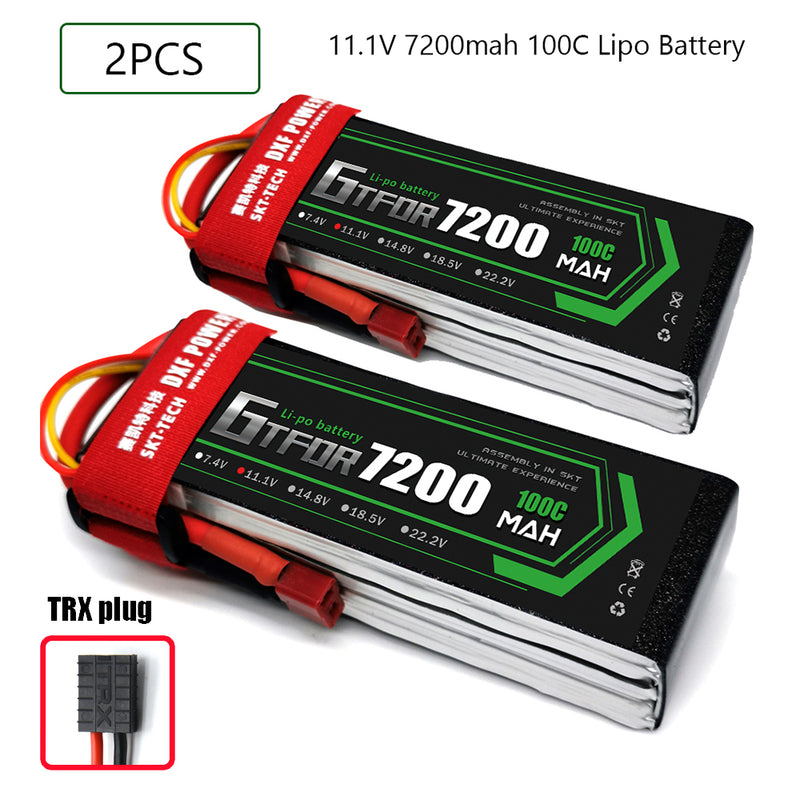 (CN)GTFDR 3S Lipo Battery 11.1V 100C7200mAh Soft Case Battery with EC5 XT90 Connector for Car Truck Tank RC Buggy Truggy Racing Hobby