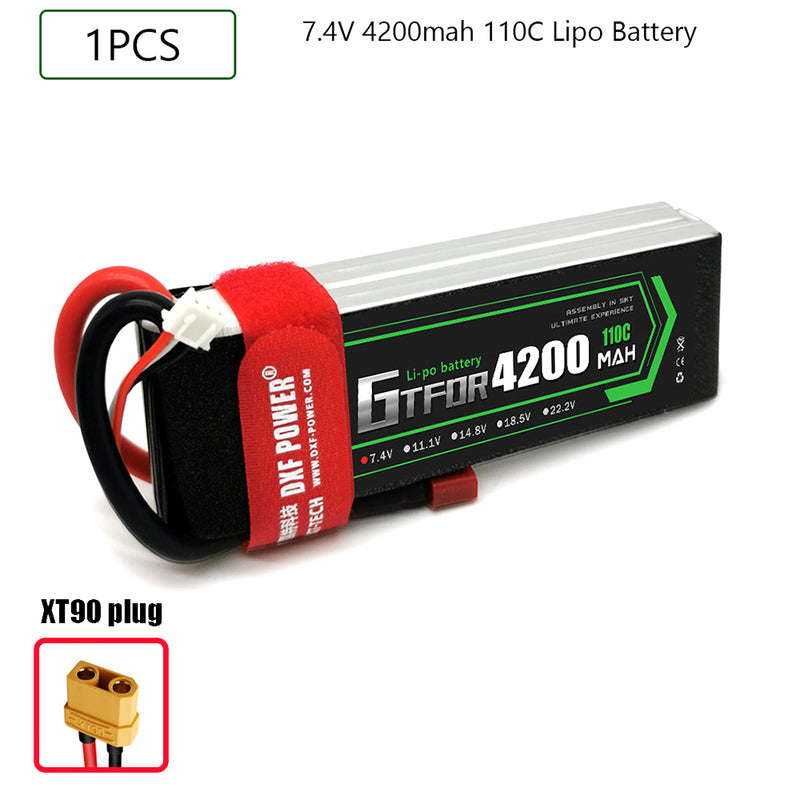 (CN)GTFDR 2S Lipo Battery 7.4V 110C 4200mAh Soft Case Battery with EC5 XT90 Connector for Car Truck Tank RC Buggy Truggy Racing Hobby