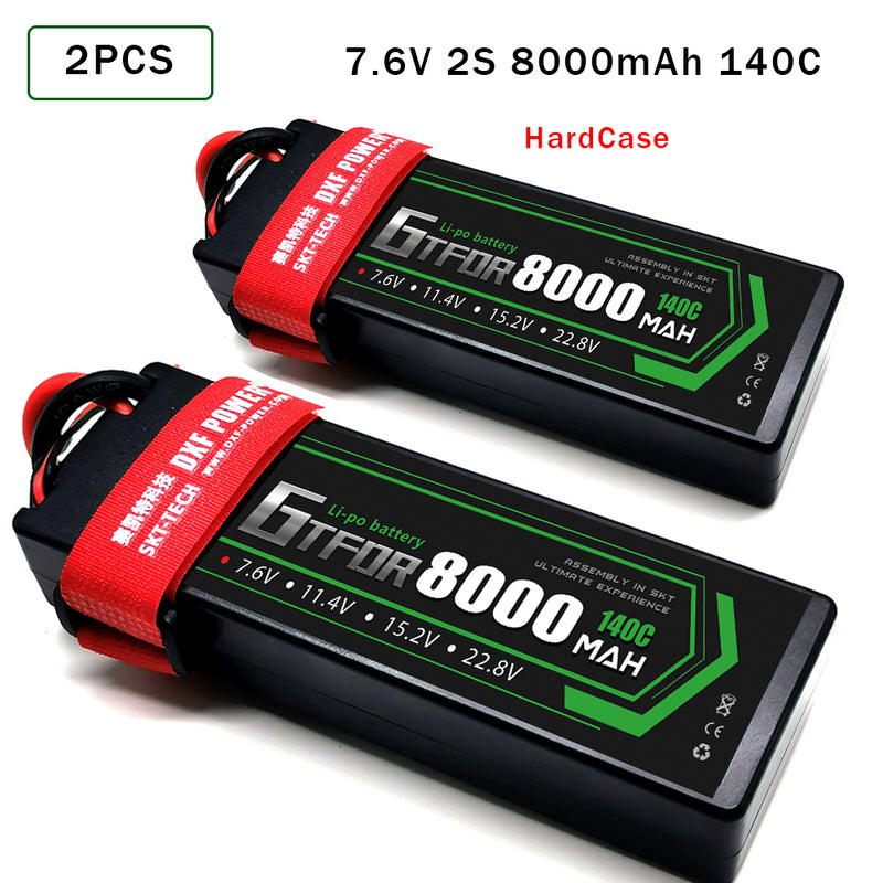 (CN)GTFDR 2S Lipo Battery 8000mAh 7.6V 140C Hardcase EC5 Plug for RC Buggy Truggy 1/10 Scale Racing Helicopters RC Car Boats