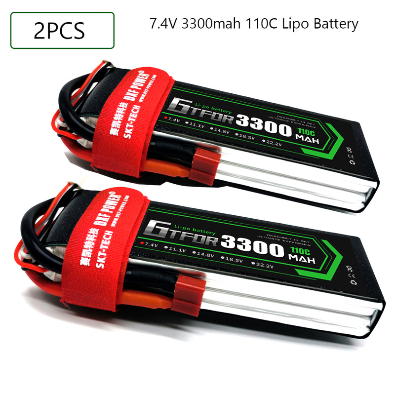 (CN)GTFDR 2S Lipo Battery 7.4V 110C 3300mAh Soft Case Battery with EC5 XT90 Connector for Car Truck Tank RC Buggy Truggy Racing Hobby