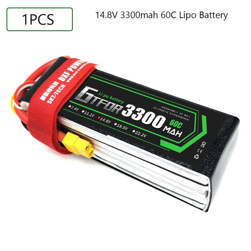 (CN)GTFDR 4S Lipo Battery 14.8V 60C 3300mAh Soft Case Battery with EC5 XT90 Connector for Car Truck Tank RC Buggy Truggy Racing Hobby