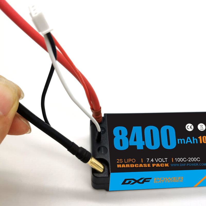 (PL)DXF Lipo Battery 2S 7.4V 8400mAh 100C/200C Hardcase Battery Graphene 5MM Battery for Rc Truck Drone 1/10 1/8 Scale Traxxas Slash 4x4 RC Car Buggy truggy