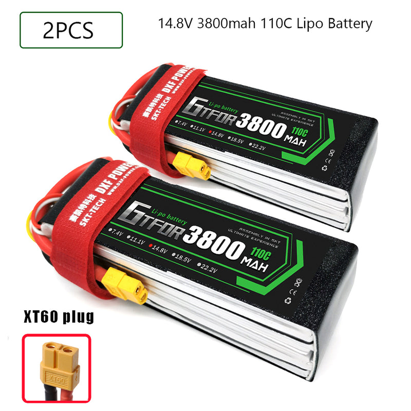 (CN)GTFDR 4S Lipo Battery 14.8V 110C 3800mAh Soft Case Battery with EC5 XT90 Connector for Car Truck Tank RC Buggy Truggy Racing Hobby