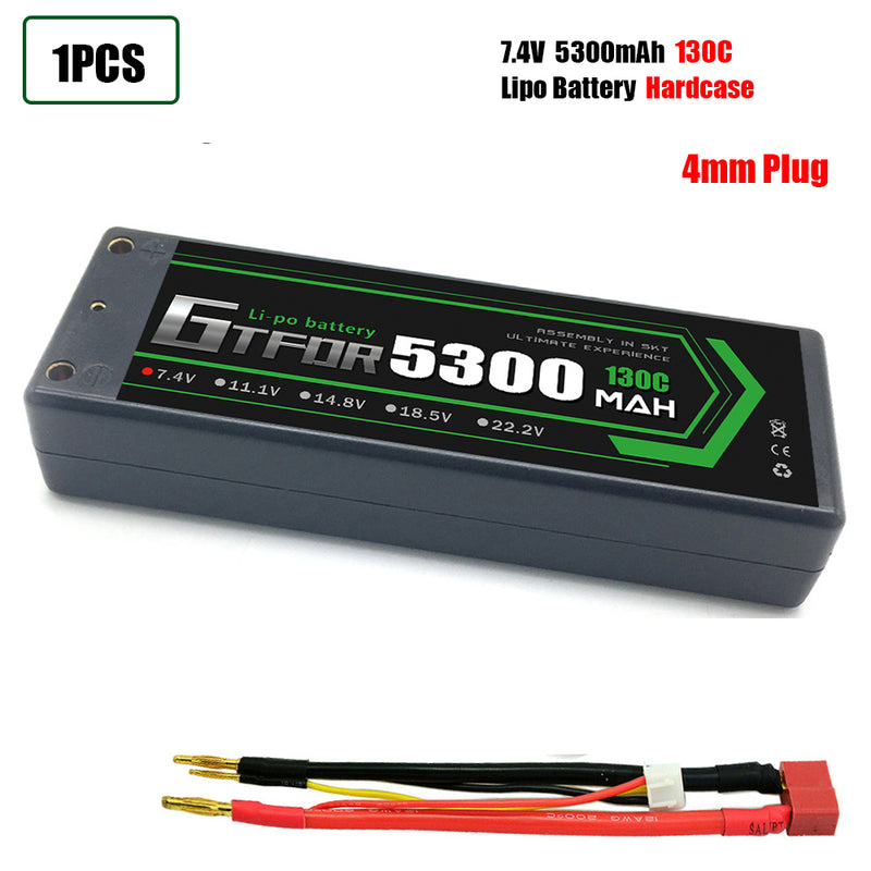 (CN)GTFDR 2S 5300 mAh 7.4V 130C 4MM Batteria Lipo ad Alta Capacità Hardcase con XT90 Spina per 1:8 Scala RC Auto, Multi-Rotore RC Aeroplano, RC Elicottero, RC Barca