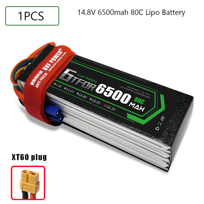 (CN)GTFDR  4S Lipo Battery 14.8V 80C 6500mAh Soft Case Battery with EC5 XT90 Connector for Car Truck Tank RC Buggy Truggy Racing Hobby