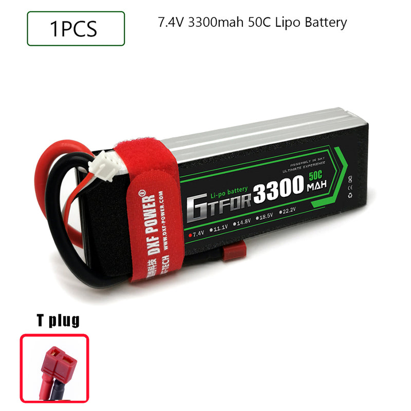 (CN)GTFDR 2S Lipo Battery 7.4V 50C 3300mAh Soft Case Battery with EC5 XT90 Connector for Car Truck Tank RC Buggy Truggy Racing Hobby