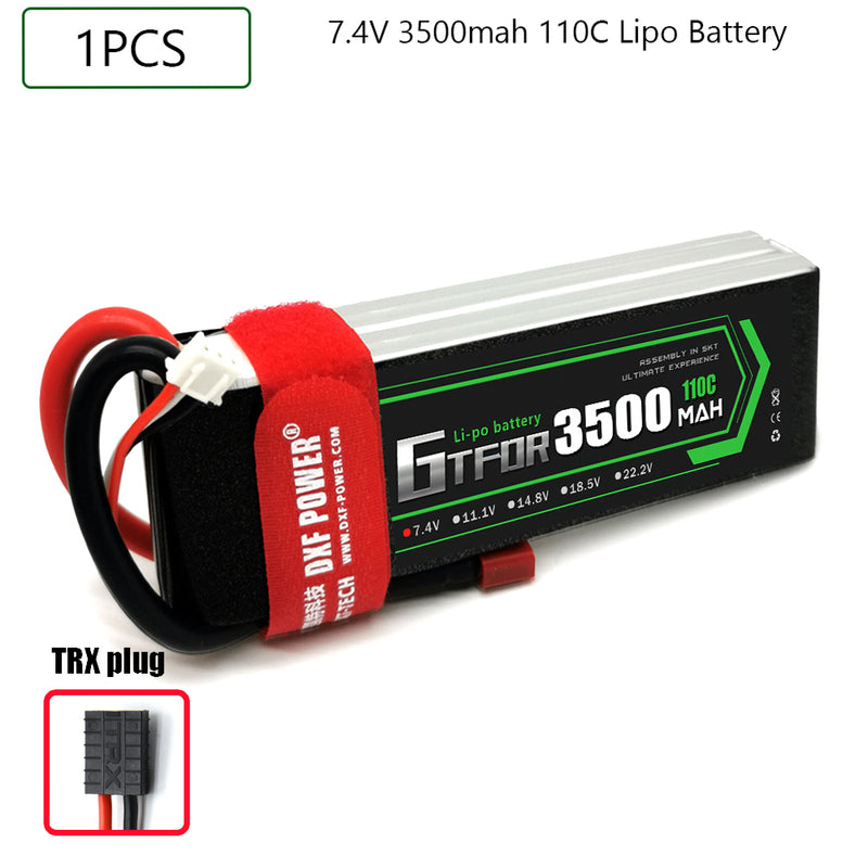 (CN)GTFDR 2S Lipo Battery 7.4V 110C 3500mAh Soft Case Battery with EC5 XT90 Connector for Car Truck Tank RC Buggy Truggy Racing Hobby