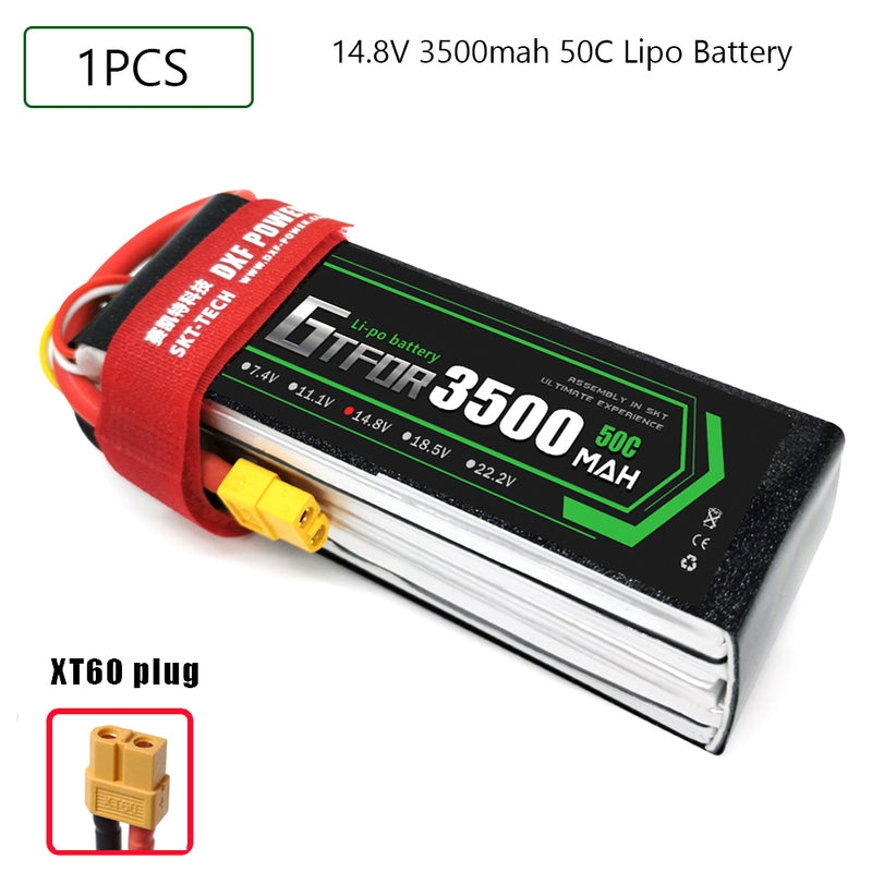 (CN)GTFDR 4S Lipo Battery 14.8V 50C 3500mAh Soft Case Battery with EC5 XT90 Connector for Car Truck Tank RC Buggy Truggy Racing Hobby