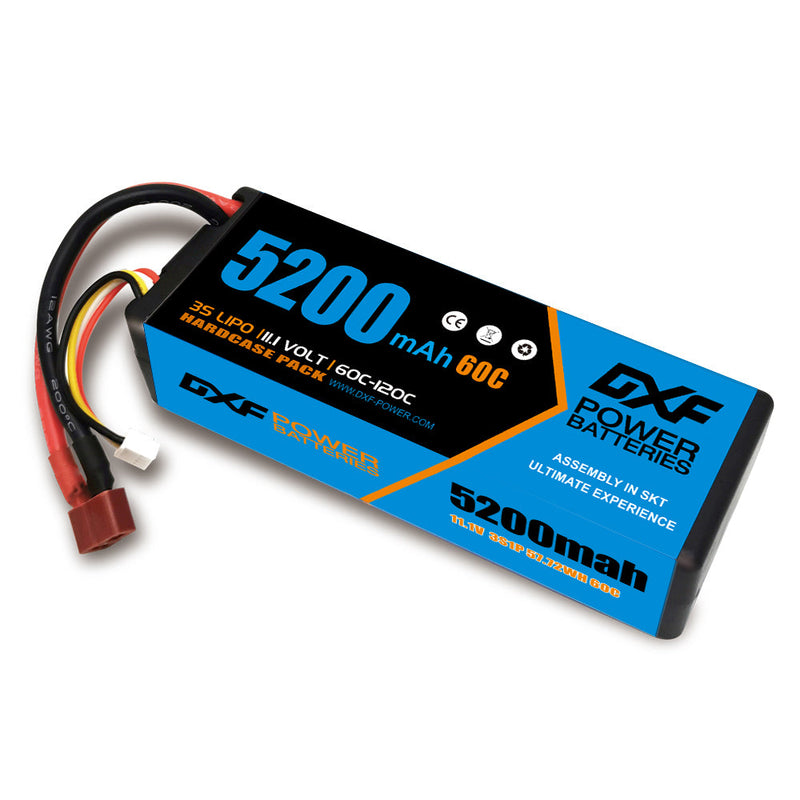 (ES)DXF Lipo Battery 3S 11.1V 5200MAH 60C Blue Series lipo Hardcase with Deans Plug for Rc 1/8 1/10 Buggy Truck Car Off-Road Drone