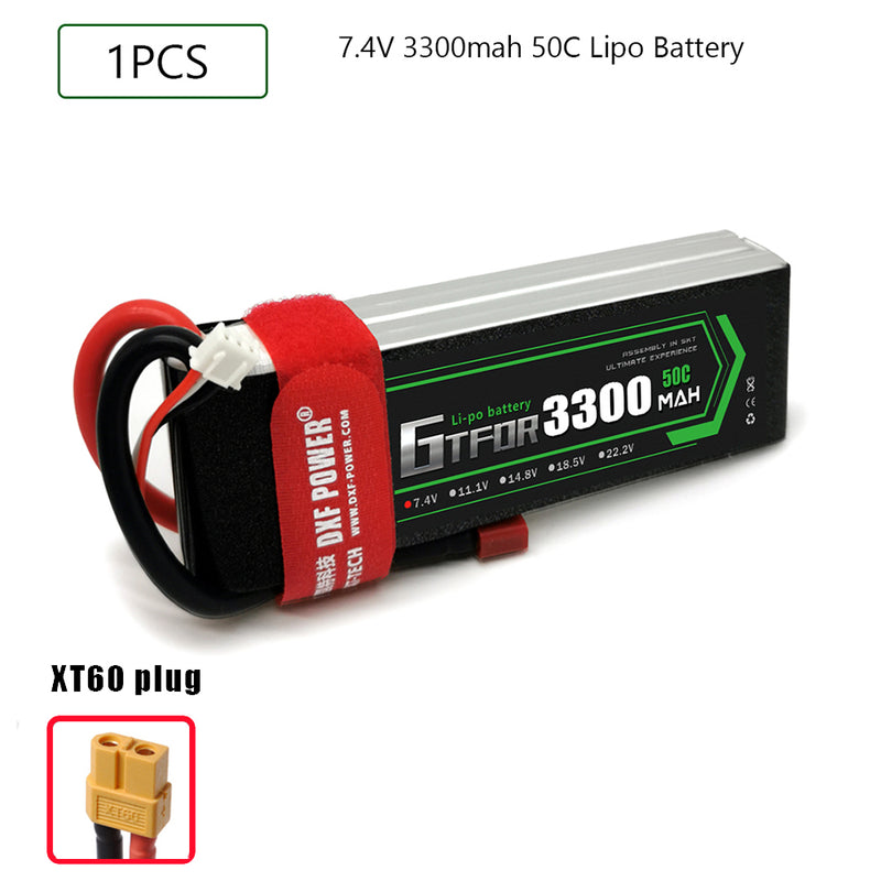 (CN)GTFDR 2S Lipo Battery 7.4V 50C 3300mAh Soft Case Battery with EC5 XT90 Connector for Car Truck Tank RC Buggy Truggy Racing Hobby