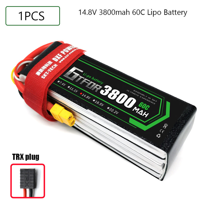 (CN)GTFDR 4S Lipo Battery 14.8V 60C 3800mAh Soft Case Battery with EC5 XT90 Connector for Car Truck Tank RC Buggy Truggy Racing Hobby