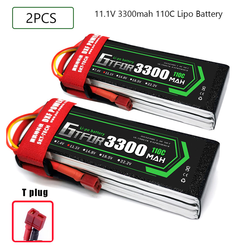 (CN)GTFDR 3S Lipo Battery 11.1V 110C 3300mAh Soft Case Battery with EC5 XT90 Connector for Car Truck Tank RC Buggy Truggy Racing Hobby