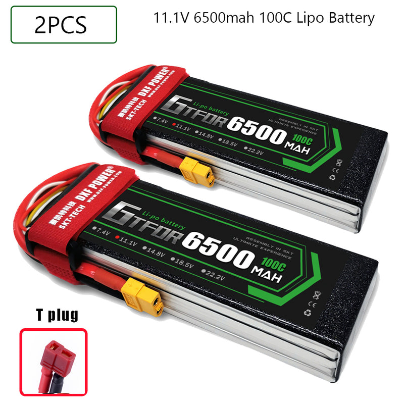 (CN)GTFDR 3S Lipo Battery 11.1V 100C 6500mAh Soft Case Battery with EC5 XT90 Connector for Car Truck Tank RC Buggy Truggy Racing Hobby