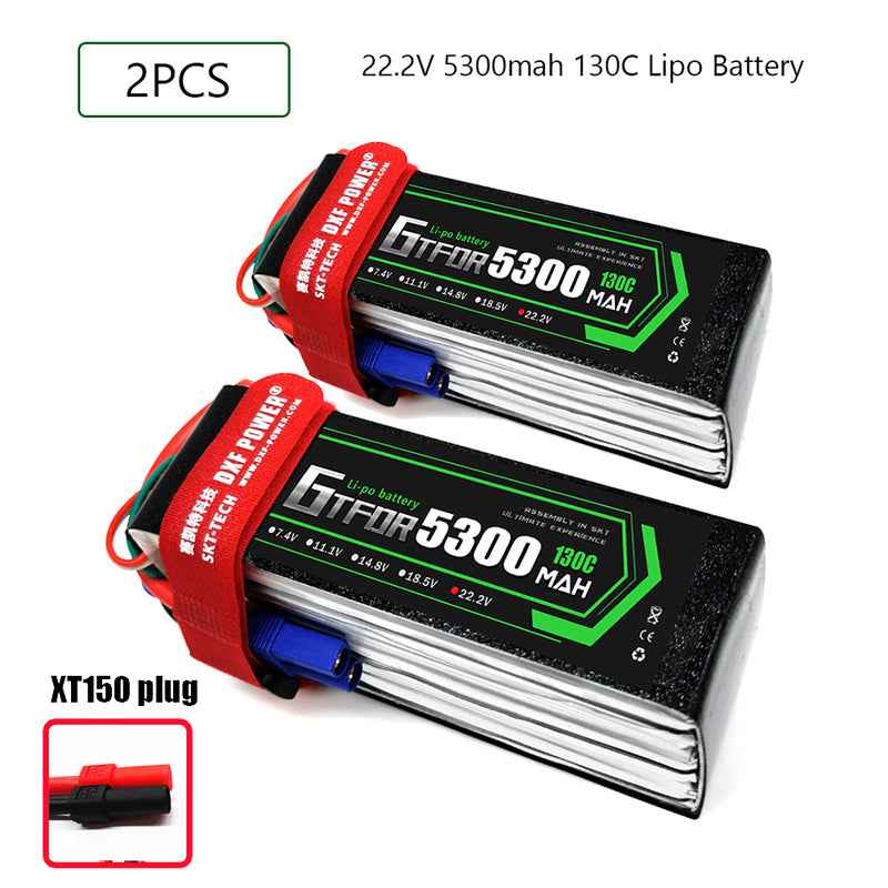 (CN)GTFDR 6S Lipo Battery 22.2V 130C 5300mAh Soft Case Battery with EC5 XT90 Connector for Car Truck Tank RC Buggy Truggy Racing Hobby