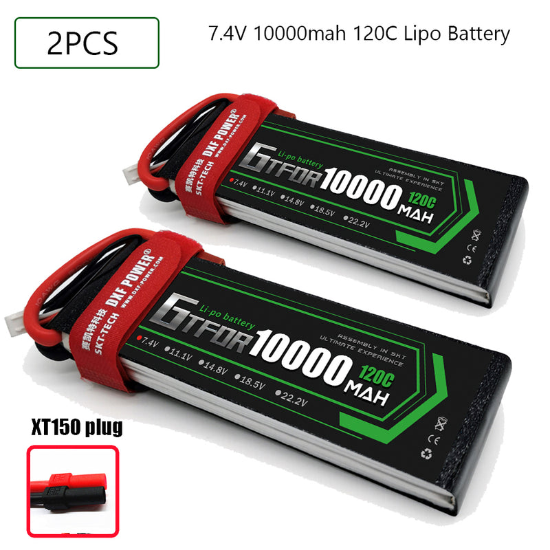 (CN) GTFDR 2S Lipo Battery 7.4V 120C10000mAh Soft Case Battery with EC5 XT90 Connector for Car Truck Tank RC Buggy Truggy Racing Hobby