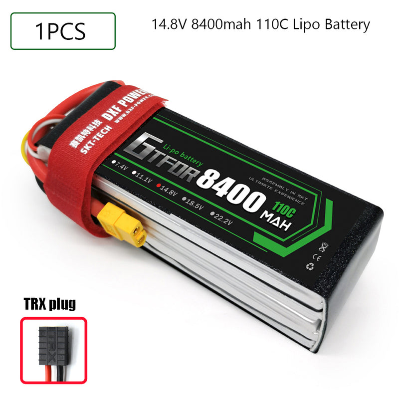 (CN)GTFDR 4S Lipo Battery 14.8V 110C 8400mAh Soft Case Battery with EC5 XT90 Connector for Car Truck Tank RC Buggy Truggy Racing Hobby