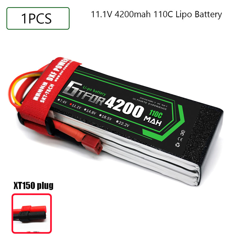 (CN)GTFDR 3S Lipo Battery 11.1V 110C  4200mAh Soft Case Battery with EC5 XT90 Connector for Car Truck Tank RC Buggy Truggy Racing Hobby