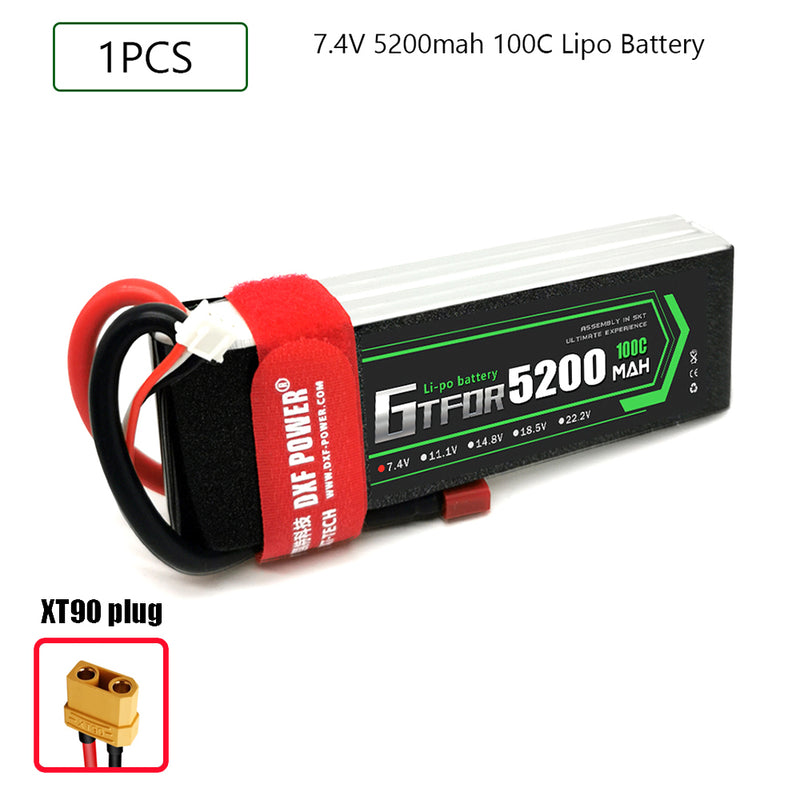 (CN)GTFDR 2S Lipo Battery 7.4V 100C 5200mAh Soft Case Battery with EC5 XT90 Connector for Car Truck Tank RC Buggy Truggy Racing Hobby