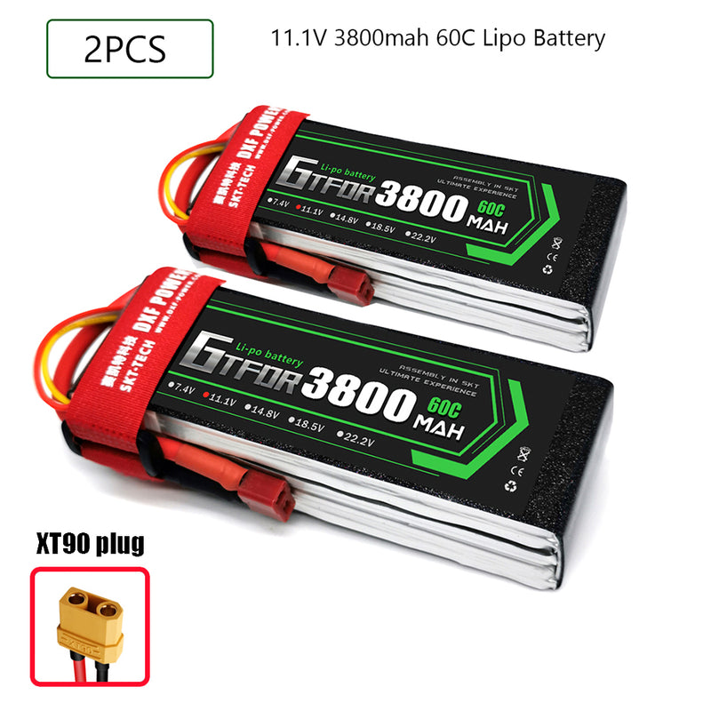 (CN)GTFDR 3S Lipo Battery 11.1V 60C 3800mAh Soft Case Battery with EC5 XT90 Connector for Car Truck Tank RC Buggy Truggy Racing Hobby