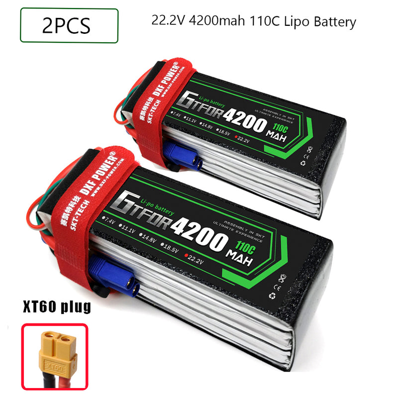 (CN)GTFDR 6S Lipo Battery 22.2V 110C 4200mAh Soft Case Battery with EC5 XT90 Connector for Car Truck Tank RC Buggy Truggy Racing Hobby