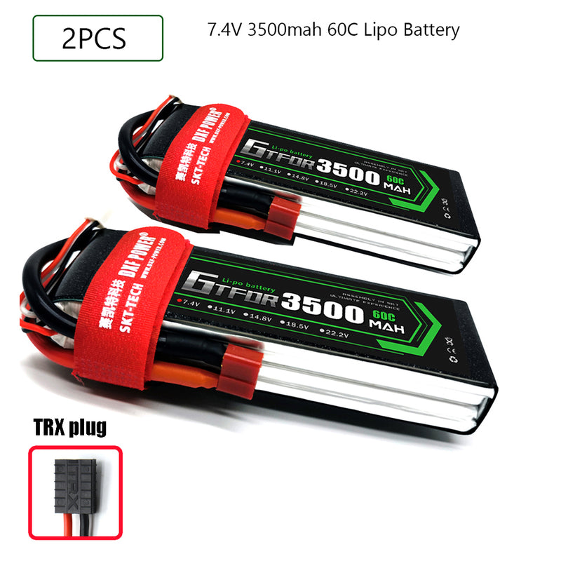 (CN)GTFDR 2S Lipo Battery 7.4V 60C 3500mAh Soft Case Battery with EC5 XT90 Connector for Car Truck Tank RC Buggy Truggy Racing Hobby