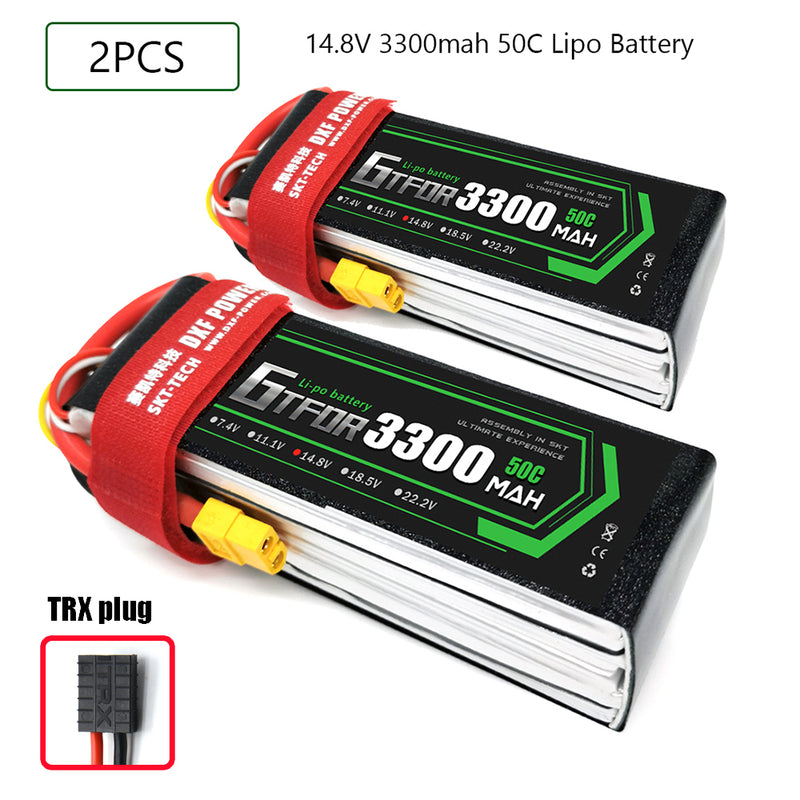 (CN)GTFDR  4S Lipo Battery 14.8V 50C 3300mAh Soft Case Battery with EC5 XT90 Connector for Car Truck Tank RC Buggy Truggy Racing Hobby