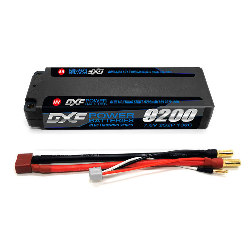 (EU) DXF 2S 7.6V Lipo Battery 130C 9200mAh with 5mm Bullet for RC 1/8 Vehicles Car Truck Tank Truggy Competition Racing Hobby