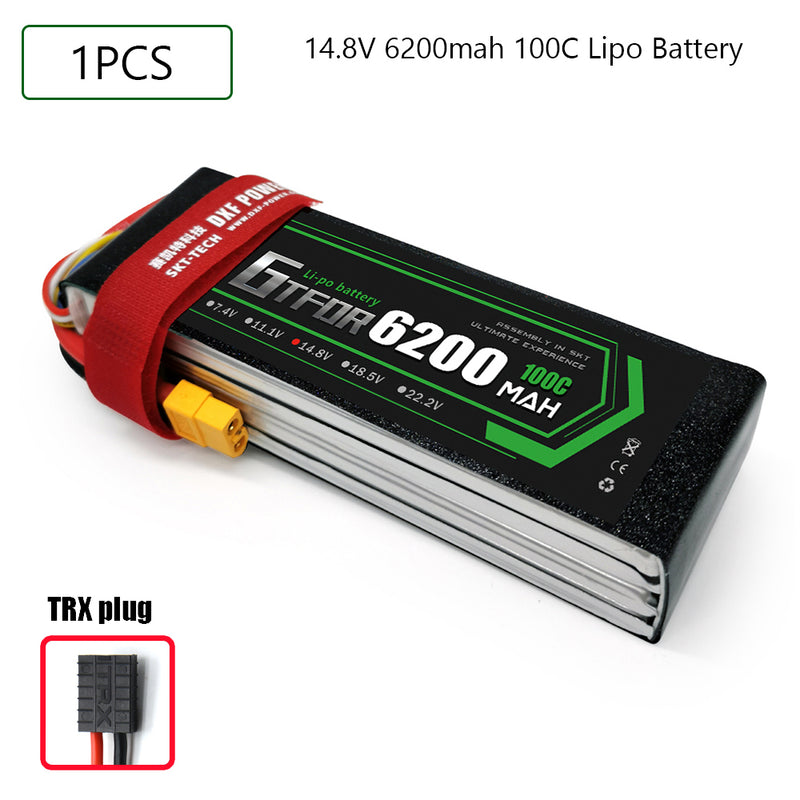 (CN)GTFDR 4S Lipo Battery 14.8V 100C 6200mAh Soft Case Battery with EC5 XT90 Connector for Car Truck Tank RC Buggy Truggy Racing Hobby