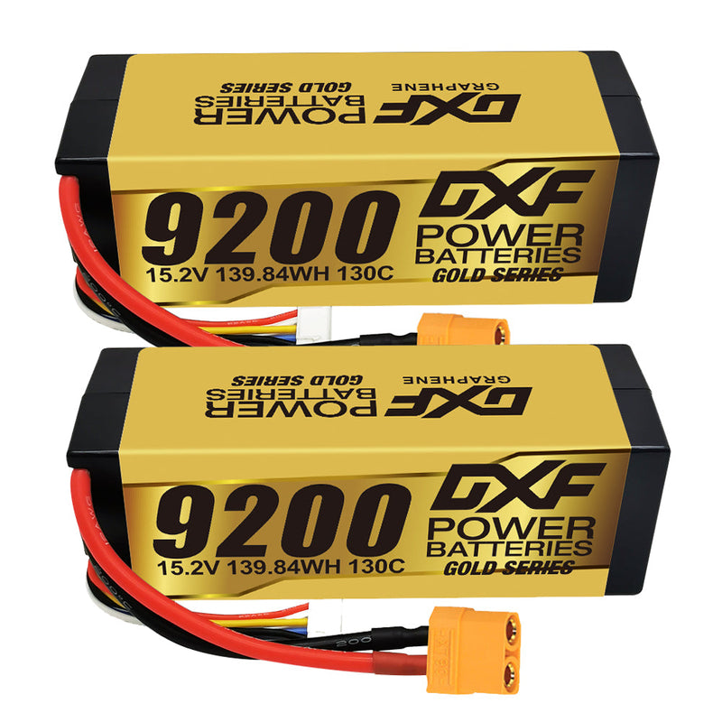 (UK)DXF High Voltage 4S 9200 mAh 15,2 V 130C Lipo-Akku mit hoher Kapazität im Hardcase mit XT90 Spin für 1:8 Scala RC Auto, Multi-Rotor RC Aeroplano, RC Elicottero, RC Barca 