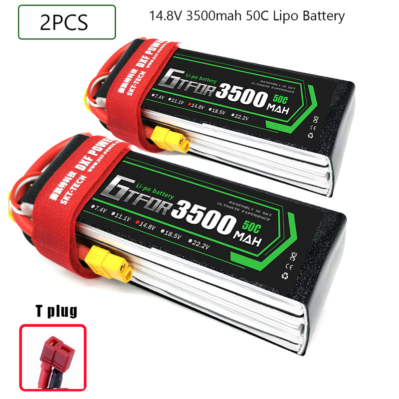 (CN)GTFDR 4S Lipo Battery 14.8V 50C 3500mAh Soft Case Battery with EC5 XT90 Connector for Car Truck Tank RC Buggy Truggy Racing Hobby