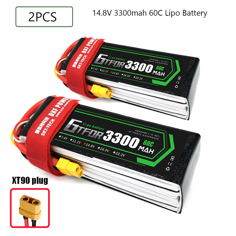 (CN)GTFDR 4S Lipo Battery 14.8V 60C 3300mAh Soft Case Battery with EC5 XT90 Connector for Car Truck Tank RC Buggy Truggy Racing Hobby