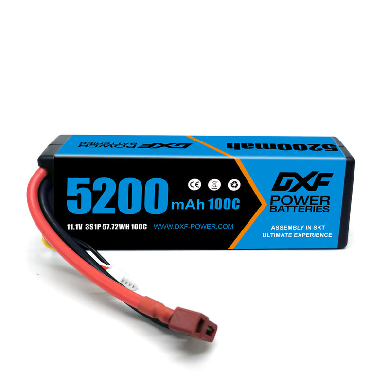 (GE)DXF Lipo Battery 3S 11.1V 5200MAH 100C Blue Series Graphene lipo Hardcase with Deans Plug for Rc 1/8 1/10 Buggy Truck Car Off-Road Drone