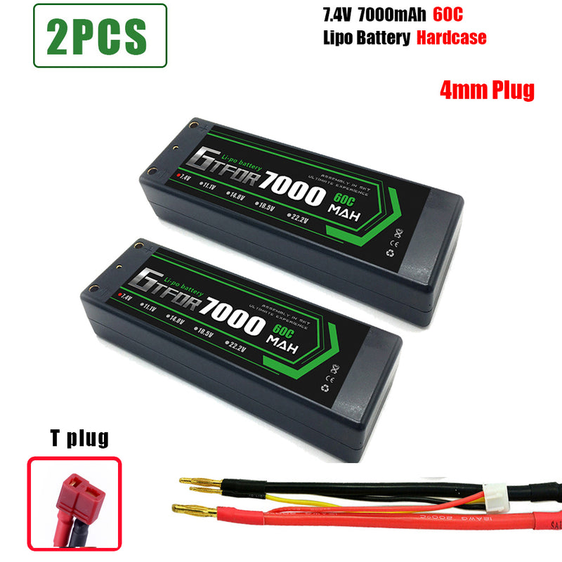 (CN)GTFDR 2S Lipo Battery 7000mAh 7.4V 60C 4mm Hardcase EC5 Plug for RC Buggy Truggy 1/10 Scale Racing Helicopters RC Car Boats