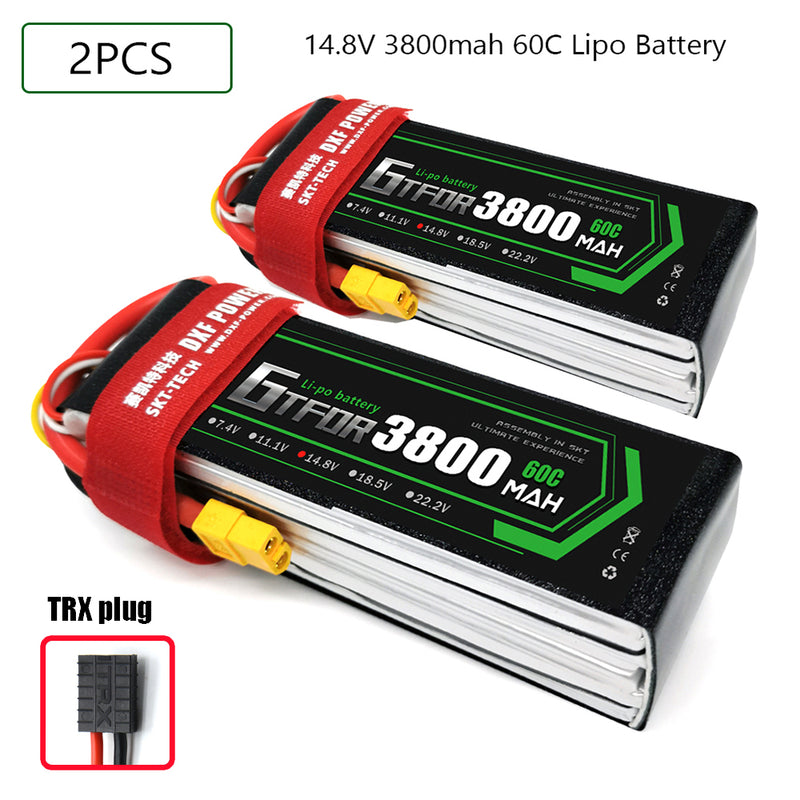 (CN)GTFDR 4S Lipo Battery 14.8V 60C 3800mAh Soft Case Battery with EC5 XT90 Connector for Car Truck Tank RC Buggy Truggy Racing Hobby