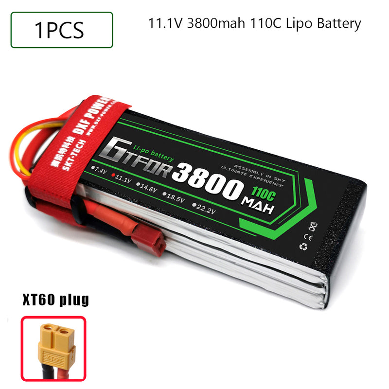 (CN)GTFDR 3S Lipo Battery 11.1V 110C  3800mAh Soft Case Battery with EC5 XT90 Connector for Car Truck Tank RC Buggy Truggy Racing Hobby