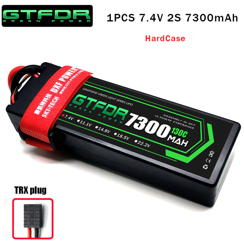 (CN)GTFDR 2S Lipo Battery 7300mAh 7.4V 130C Hardcase EC5 Plug for RC Buggy Truggy 1/10 Scale Racing Helicopters RC Car Boats