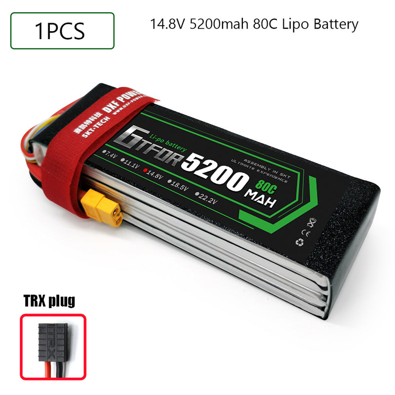 (CN)GTFDR 4S Lipo Battery 14.8V 80C 5200mAh Soft Case Battery with EC5 XT90 Connector for Car Truck Tank RC Buggy Truggy Racing Hobby