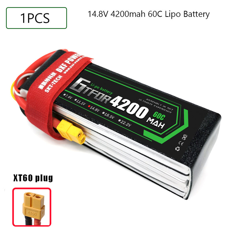 (CN)GTFDR 4S Lipo Battery 14.8V 60C 4200mAh Soft Case Battery with EC5 XT90 Connector for Car Truck Tank RC Buggy Truggy Racing Hobby