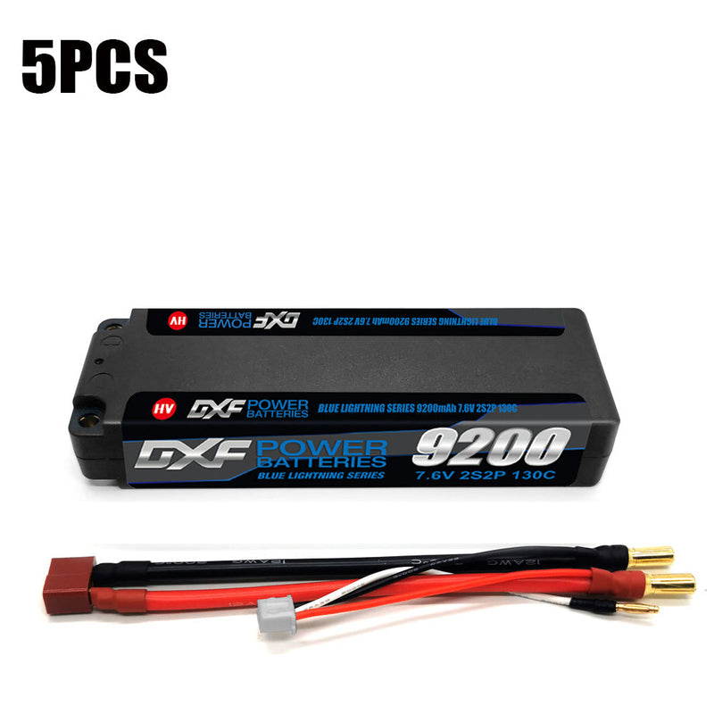 (IT) DXF 2S 7.6V Lipo Battery 130C 9200mAh with 5mm Bullet for RC 1/8 Vehicles Car Truck Tank Truggy Competition Racing Hobby